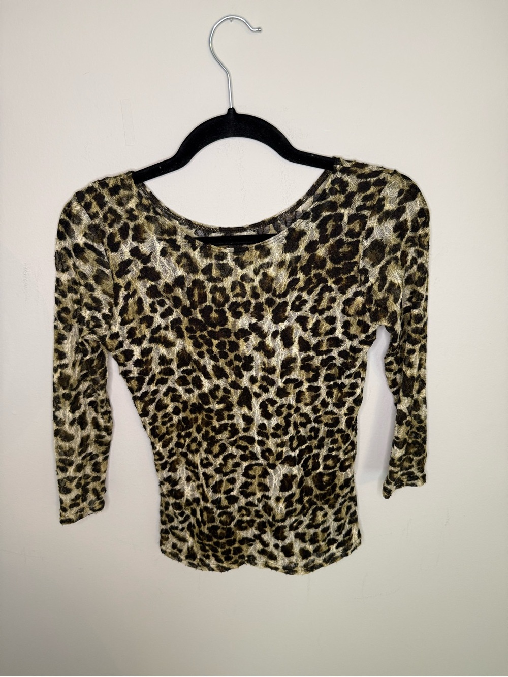 Vintage Y2K Leopard Print Mesh Fairy Top 90’s